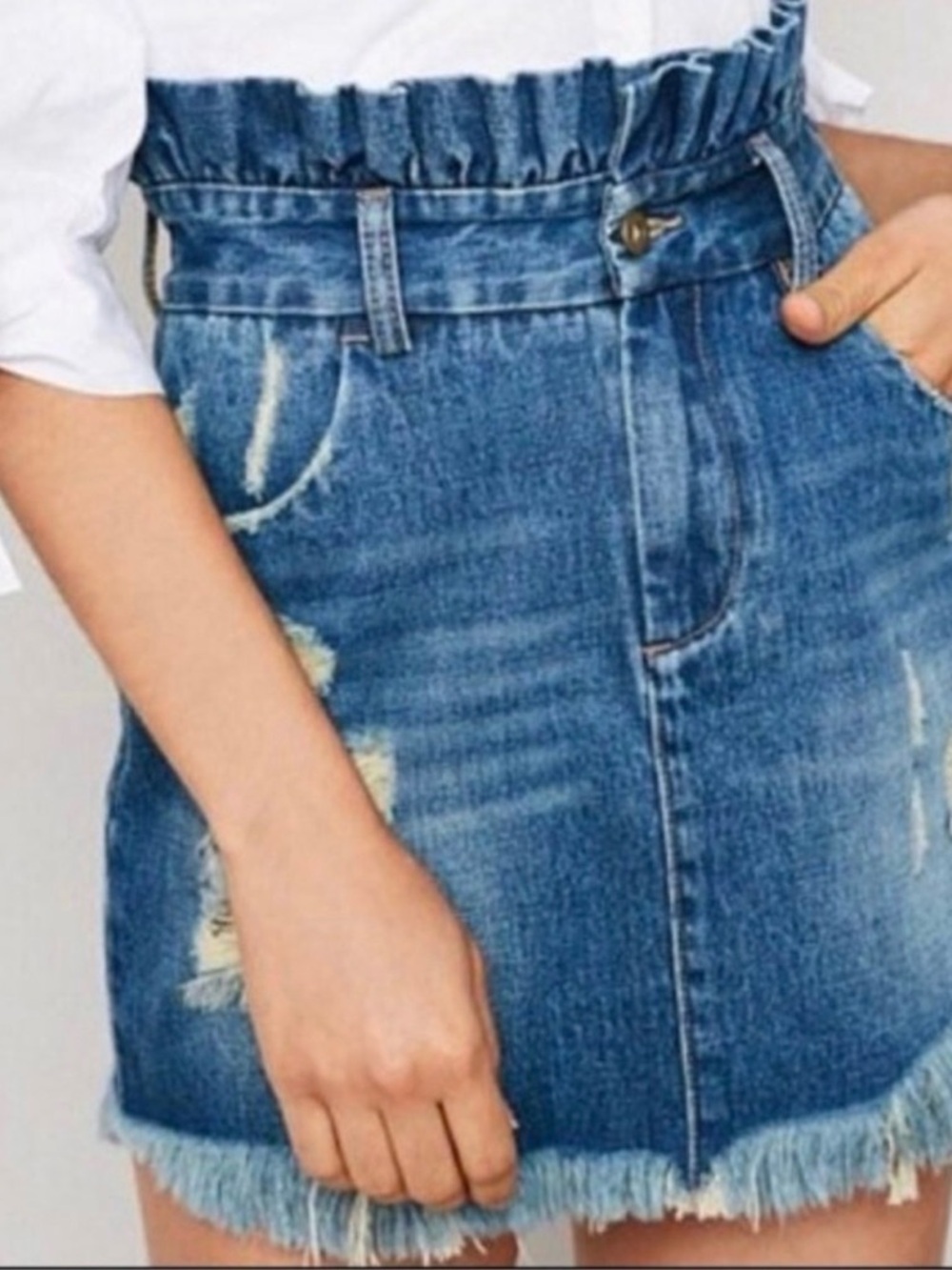 Hayden Dark Blue Distressed Denim Mini Skirt